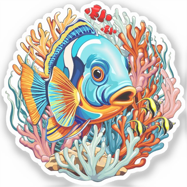 Sticker Tropical Fish Colorful Summer Vibes (Recto)