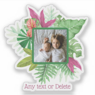 Sticker Tropical Floral Frame Photo et texte personnalisés