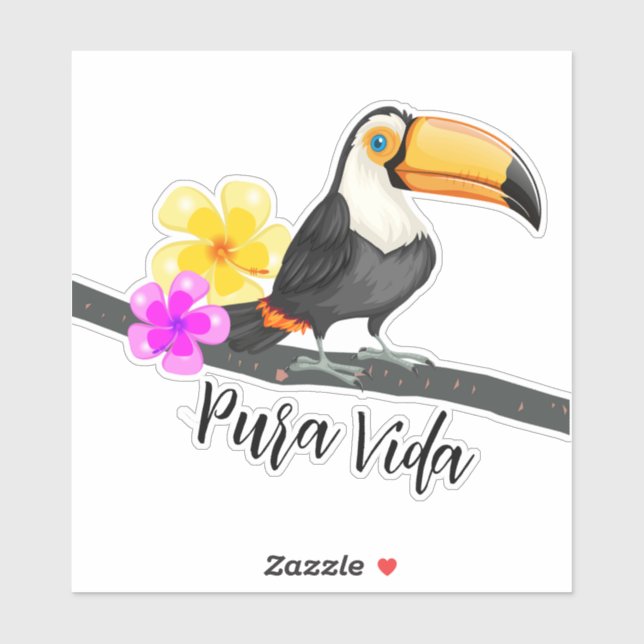 Sticker Tropical Toucan Costa Rica Pura Vida (Feuille)