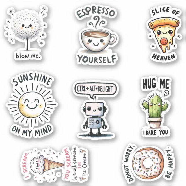 Sticker Trousse d'autocollant de devis amusant (Devant)