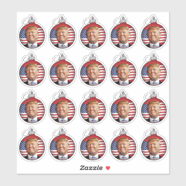 Sticker Trump dans une balle d'arbre de Noël (Feuille)