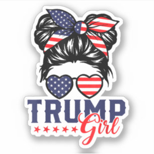 Sticker Trump Girl Messy Bun Trump Élection 2024