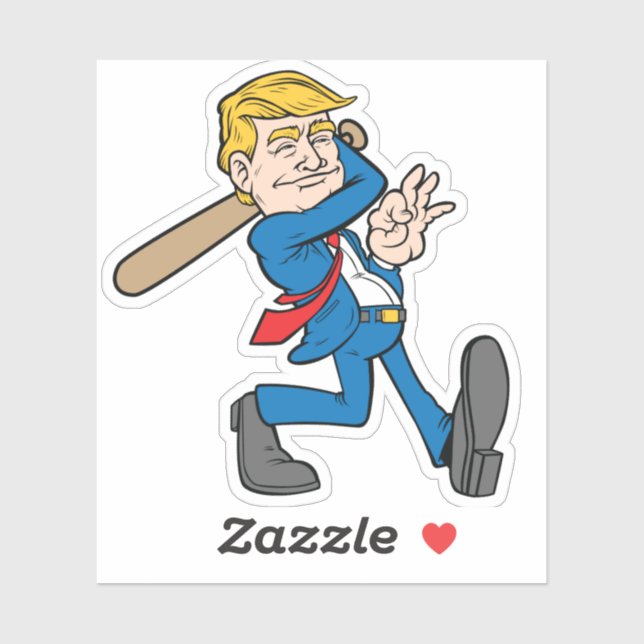 Sticker Trump Lecteur de baseball Bat Swing Cartoon 45 (Feuille)