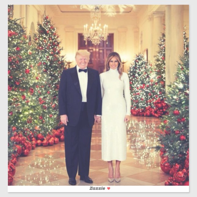 Sticker Trump Président des États-Unis Noël à la Maison Bl (Feuille)
