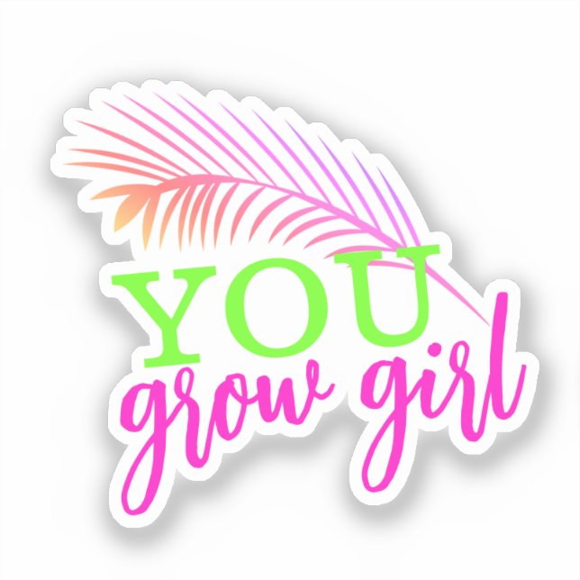 Sticker Tu Crois Fille Main Tirée Palme Feuille Neon (Recto)