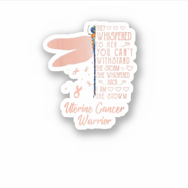 Sticker Tu Uterine Cancer Awareness Dragonfly Ribbon Costu (Devant)