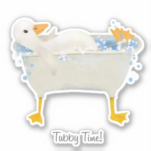 Sticker Tubby Time! Canard se relaxant dans une baignoire