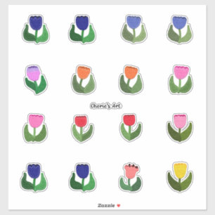 Sticker Tulipes à l'apparence feutrée feuille mignonne
