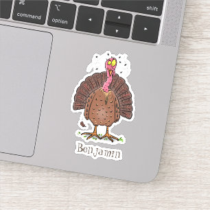 Sticker Turquie drôle d'oiseau de ferme avec des mouches d