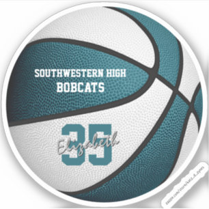 Sticker Turquoise blanc basketball filles garçons équipe c