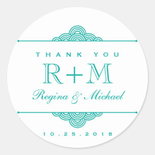 Sticker turquoise Bleu Blanc Flèche Cercle Mariage