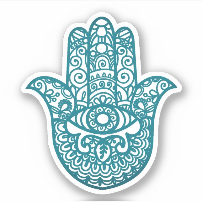 Sticker Turquoise Khamsa Main Bonne chance (Devant)