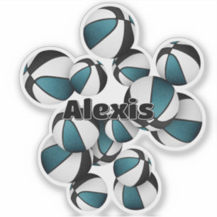 Sticker turquoise noir couleurs de l'équipe basket-ball no
