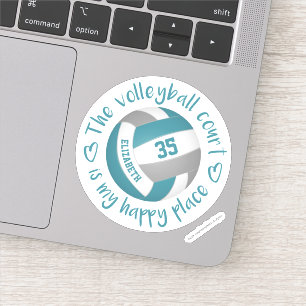 Sticker turquoise terrain de volley-ball gris mon endroit 