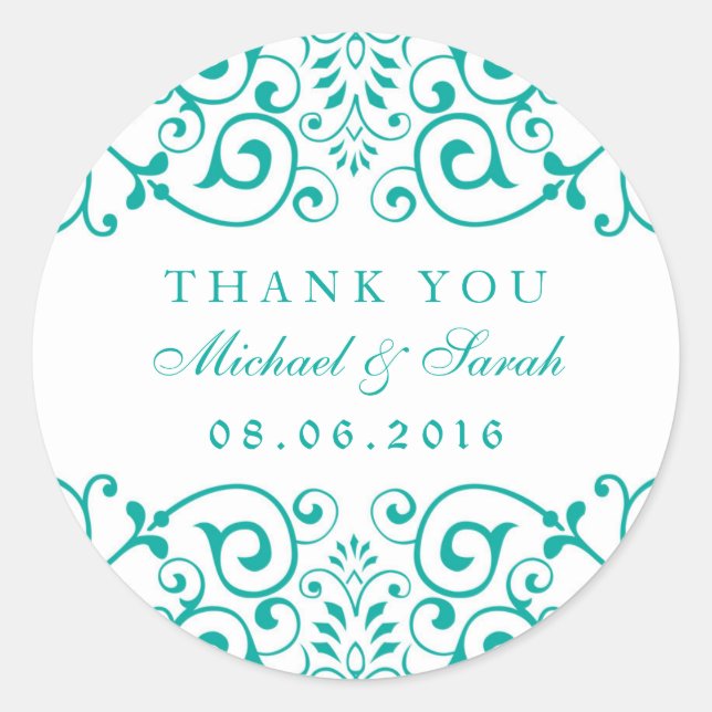 Sticker turquoise Tourbillonnant Floral Baby showe (Devant)