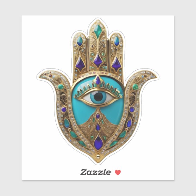 Sticker Turquoise Troisième Oeil Hamsa (Feuille)