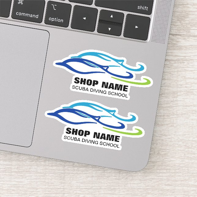 Sticker Twin Dolphins Scuba School (Détail)