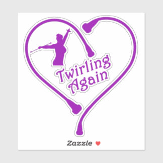 Sticker Twirling nouveau coeur pourpre 6X6 Décal