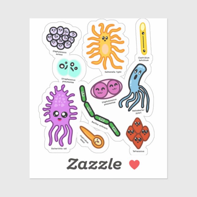 Sticker Types De Bactéries (Feuille)