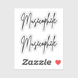 Sticker Typo Musicophile avec Coeurs d'Amour Vinyl Coupé s