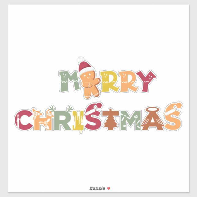 Sticker Typographe de Merry Christmas (Feuille)