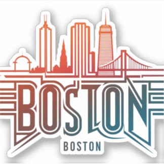 Sticker Typographie Boston City Skyline