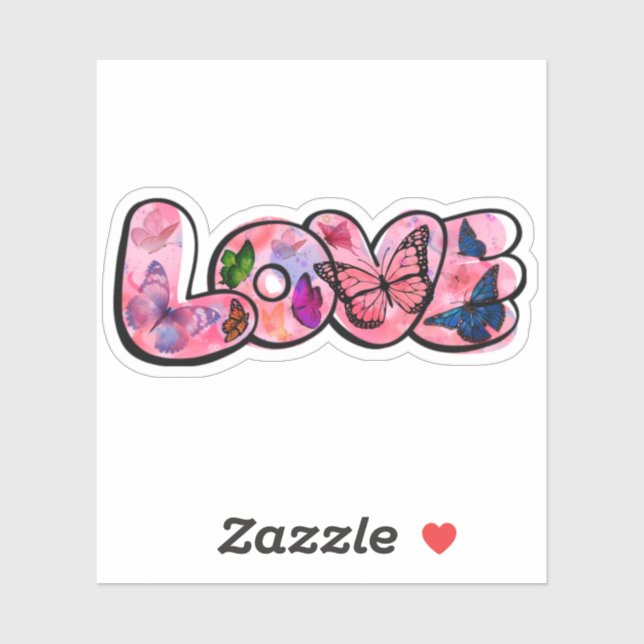 Sticker Typographie de l'amour floral  (Feuille)