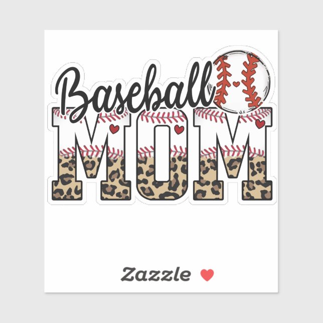 Sticker Typographie du Leopard de maman du baseball (Feuille)
