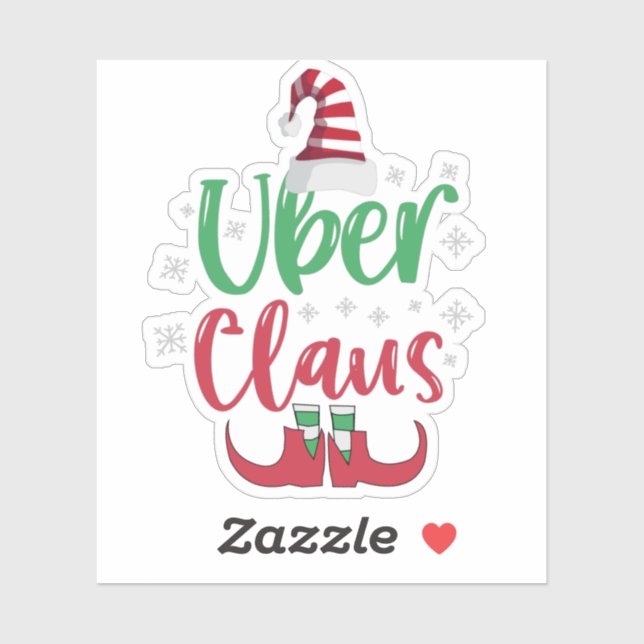 Sticker Uber Claus Funny Santa Family Matching Gift (Feuille)