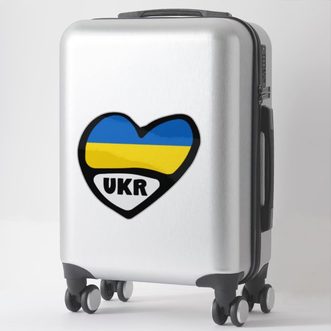 Sticker Ukraine Code Pays Coeur Drapeau, UKR (Sur valise)