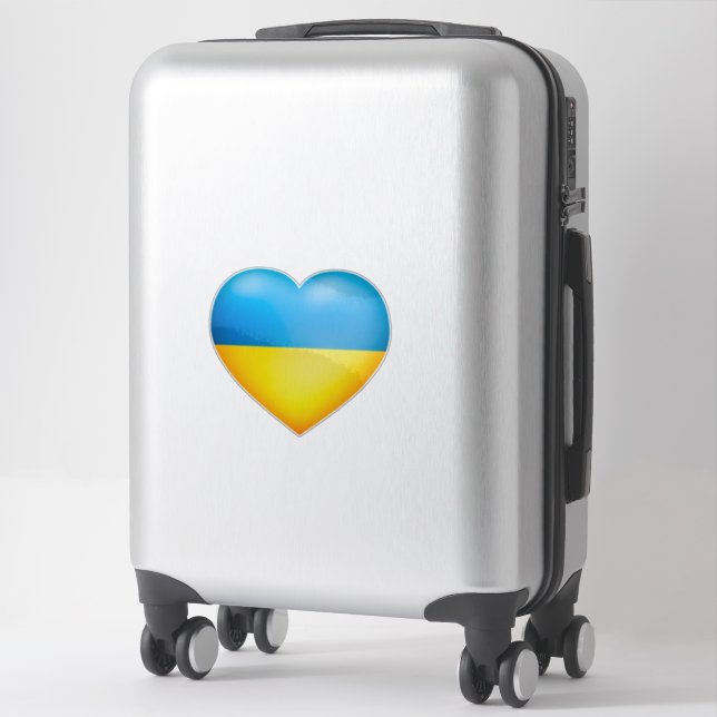 Sticker Ukraine Couleurs Jaune Et Bleu Contour Coeur (Sur valise)