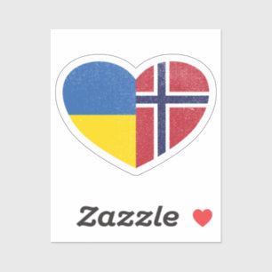 Sticker Ukraine Norvège Norvégienne Drapeau d'Amour du Coe