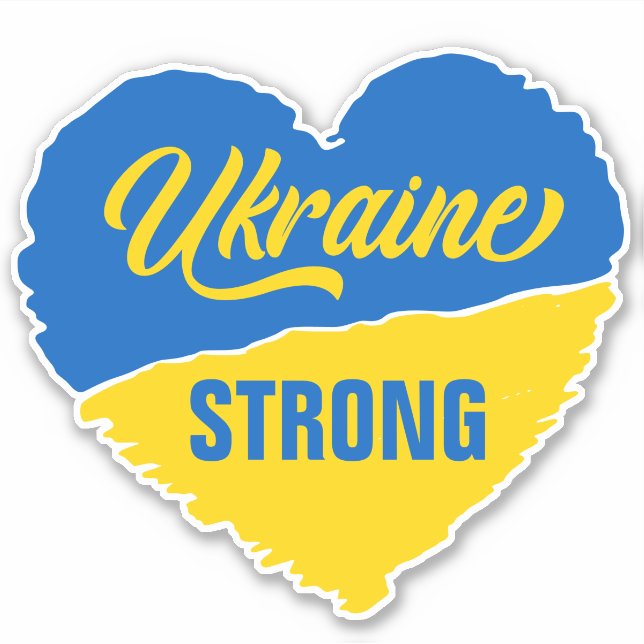 Sticker Ukraine Soutien fort Paix Ukraine Drapeau Coeur (Devant)