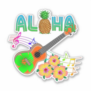 Sticker Ukulélé de musique d'île Aloha