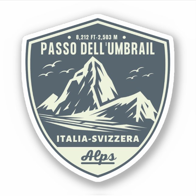 Sticker Umbrail pass Alpes frontalières Italie-Suisse (Devant)