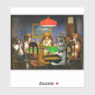 Sticker Un ami dans le besoin, chiens jouant au poker,