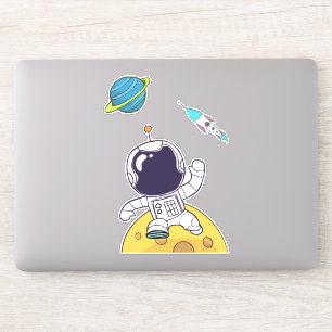 Sticker Un astronaute spatial flotte dans l'espace
