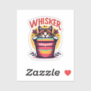 Sticker Un chat qui regarde de derrière un pot de fleurs