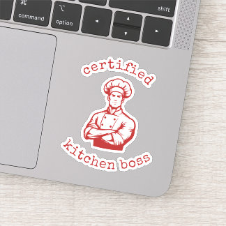 Sticker Un chef élégant dans un style comique rouge foncé