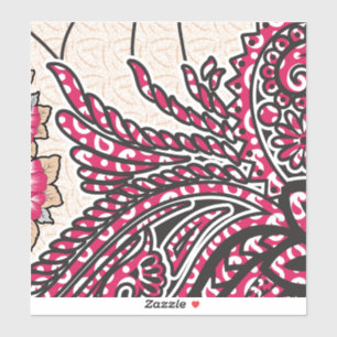 Sticker Un design cachemire décoratif avec rouge vif et ép