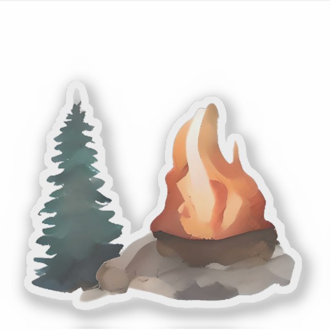 Sticker Un feu de camp sous les pins (Devant)