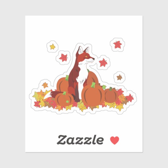 Sticker Un Fox dans le patch Citrouille (Feuille)