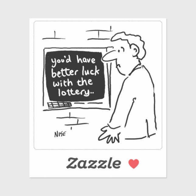 Sticker Un homme déçu au Caricature ATM. (Feuille)