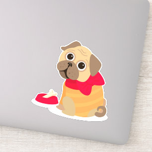 Sticker Un mignon chien carlin de retour à l'art scolaire
