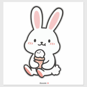Sticker un mignon lapin avec de la glace