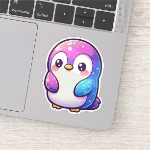 Sticker Un mignon pingouin pastel avec un dégradé vibrant