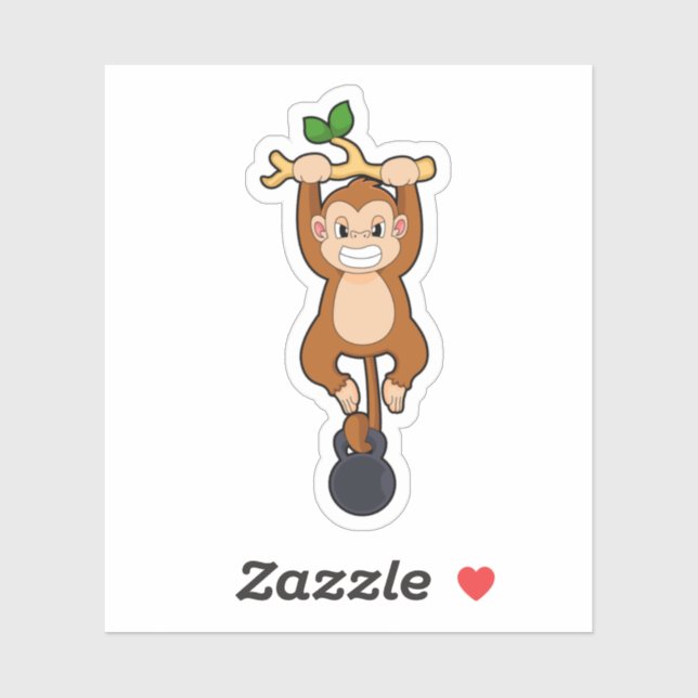 Sticker Un singe à l'entraînement de force avec Dumbbell (Feuille)