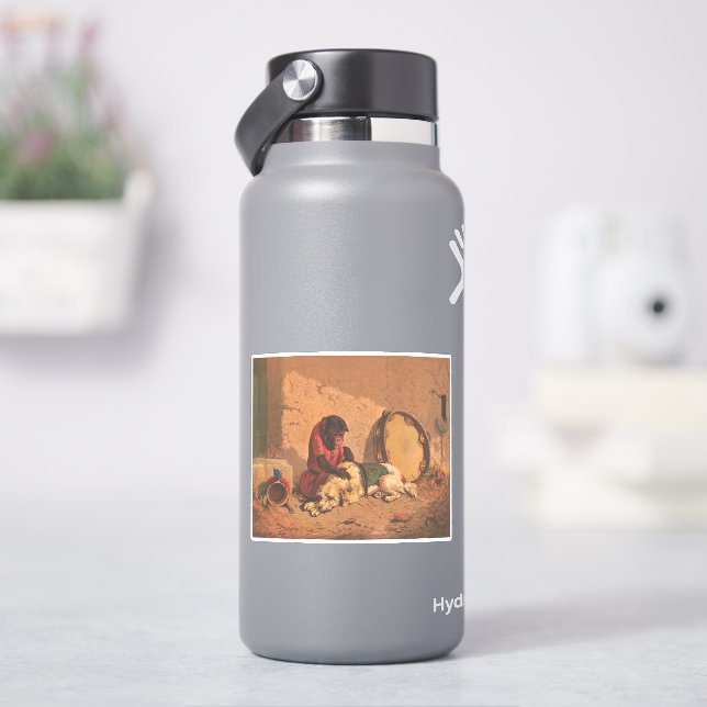 Sticker Un Singe Et Un Chien Avec Un Grand Tambourin (HydroFlask)