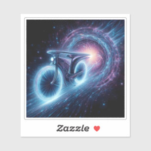 Sticker Un vélo lumineux traverse un tunnel cosmique