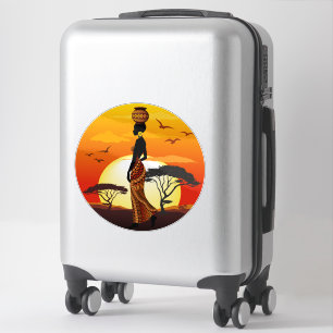 Sticker Une belle femme africaine Silhouette sur les solei